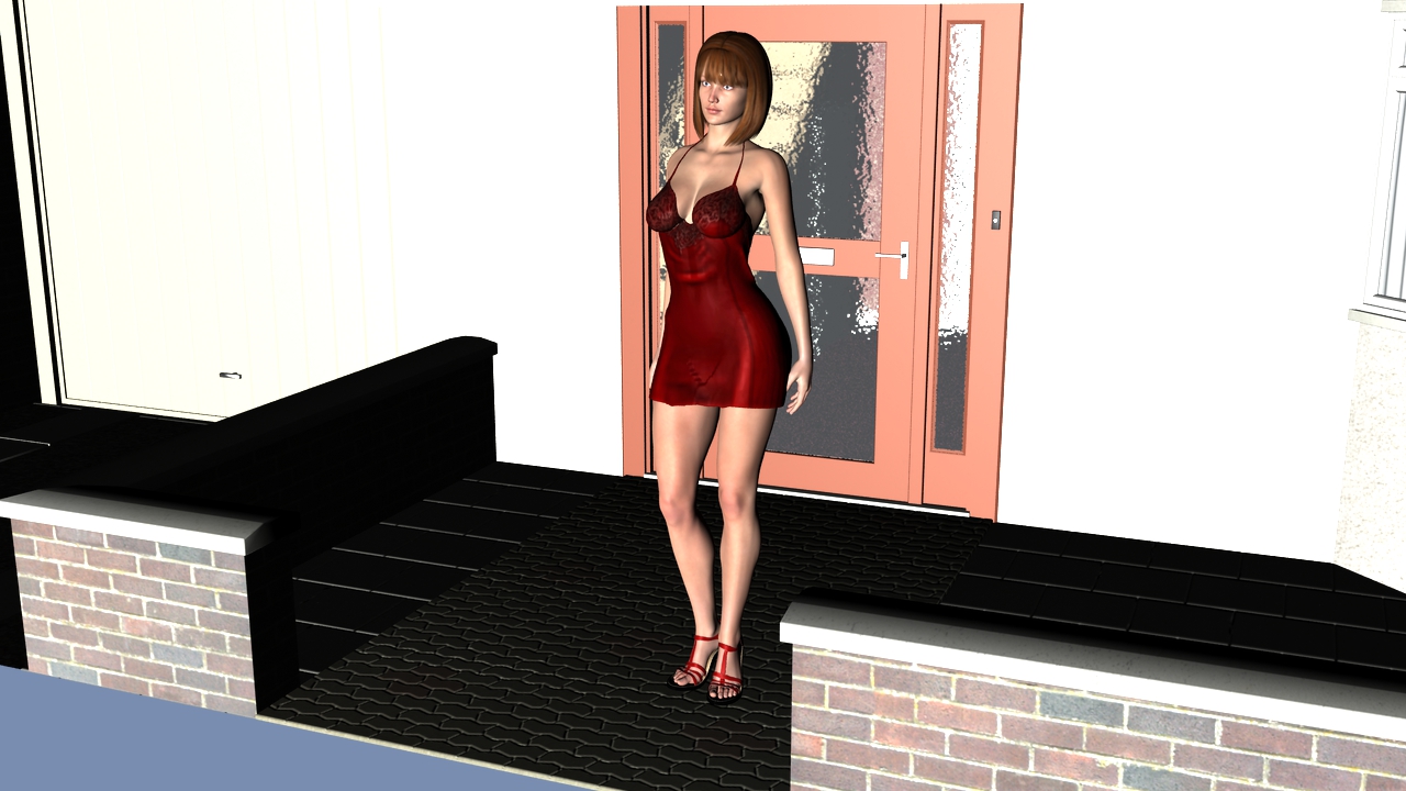 Girl on front porch CGI image (Girl)